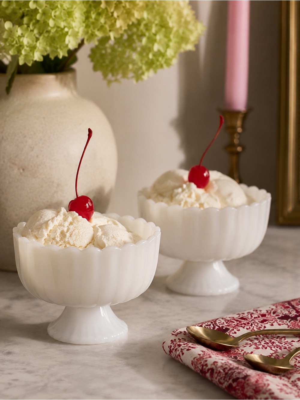 The Cross Living x The Jilly Box Milk Glass Dessert Bowls Set of 2 NIB